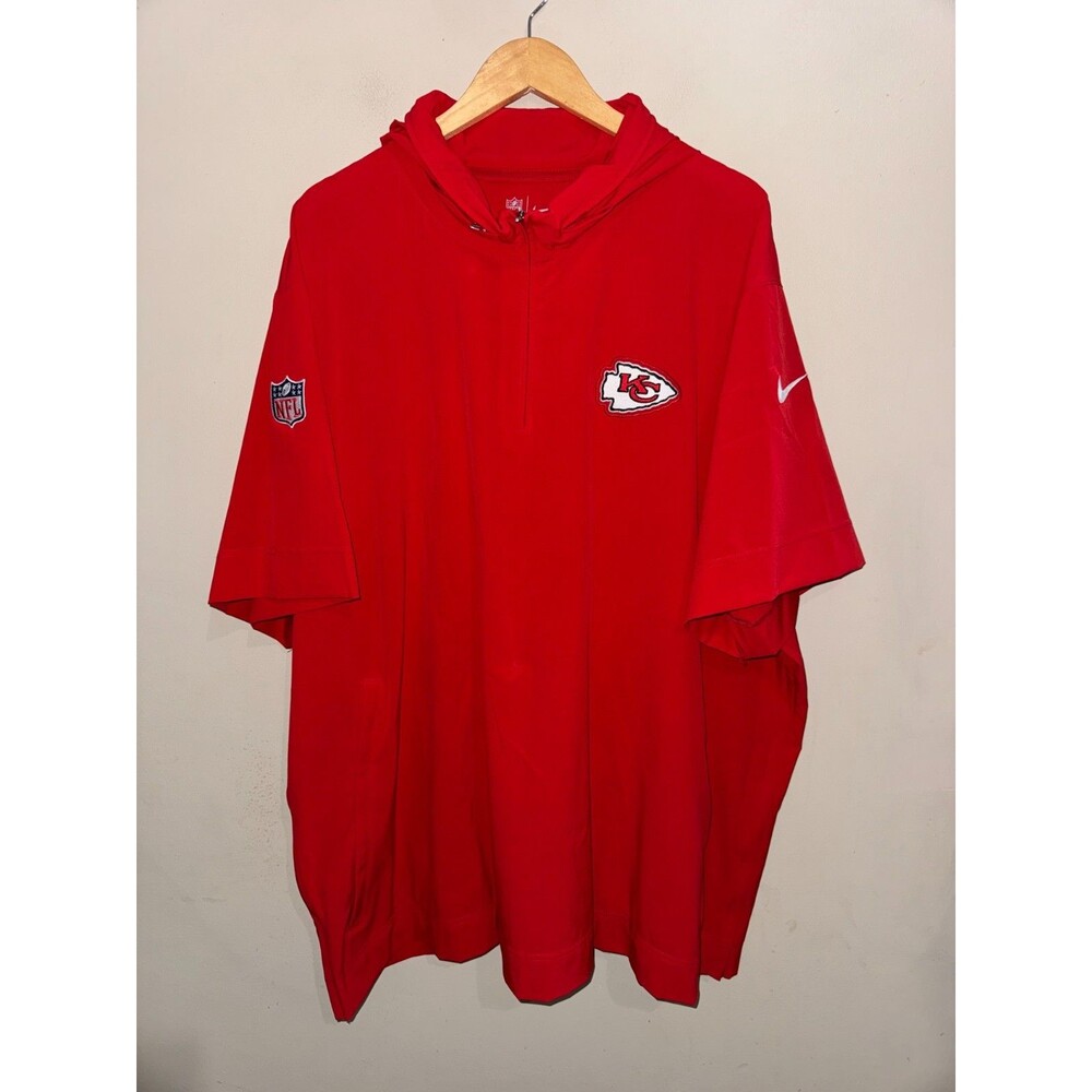 Mens 4XL Nike NFL Kansas City Chiefs Team Issued Sideline Coach SS Hooded Jacket